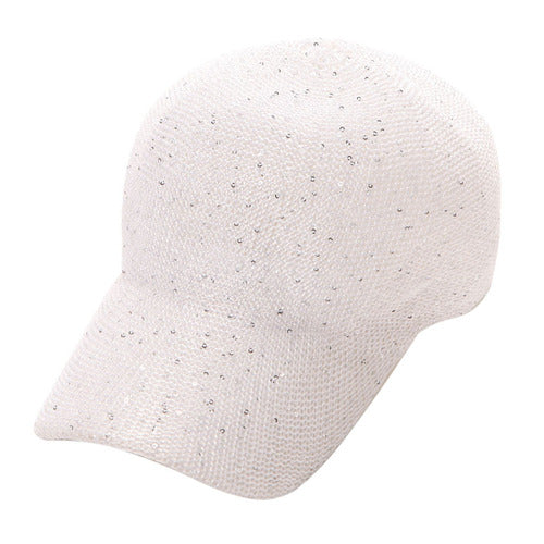 SEQUIN KNITTED BASEBALL CAP - WHITE