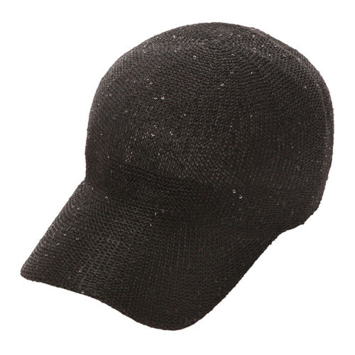 SEQUIN KNITTED BASEBALL CAP - BLACK