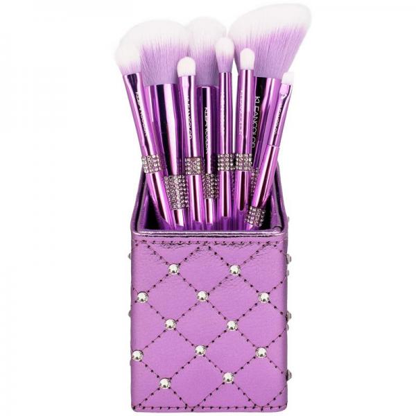 TWINKLY LOVE-8 PIECE DELUXE FACE & EYE BRUSH SET W/ BRUSH HOLDER - PURPLE