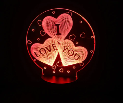  I LOVE YOU HEART 3D NIGHT LIGHT COLORS CHANGING