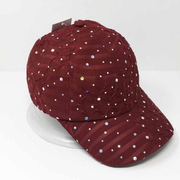 GLITTER SEQUIN TRIM BASEBALL CAP - WINE 