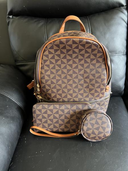 LV Inspired 3PC  backpack with wallet and coin bag