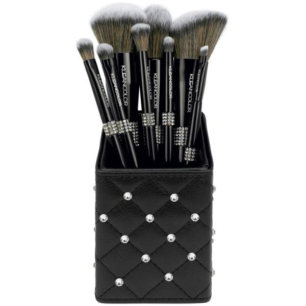 KLEANCOLOR TWINKLY LOVE 8PC DELUXE FACE EYE BRUSH SET W/ BRUSH HOLDER (Black)