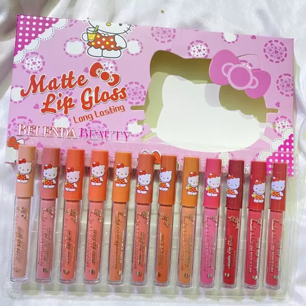 BELENDA BEAUTY KITTY MATTE LIP GLOSS 12 PCS