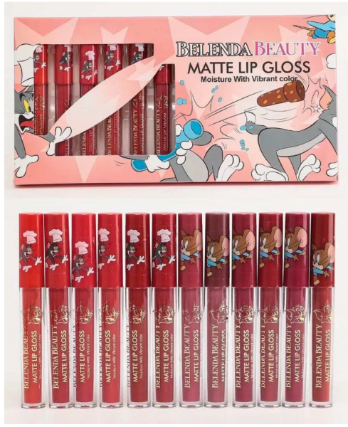 BELENDA BEAUTY  Tom-and-Jerry MATTE LIP GLOSS 12 PCS