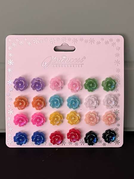  12 pk flower earrings 