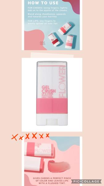 Flower, Lip and cheek gel crush - Strawberry crush