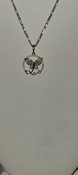 14K butterfly love chain set