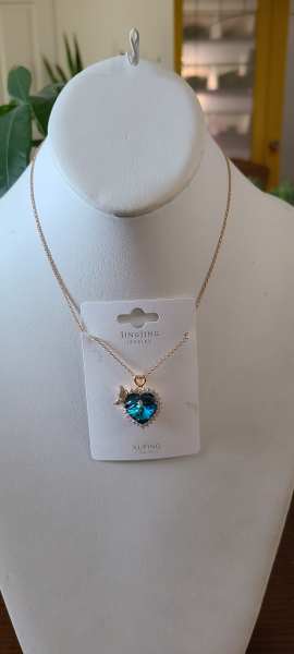 18K blue heart chain set 