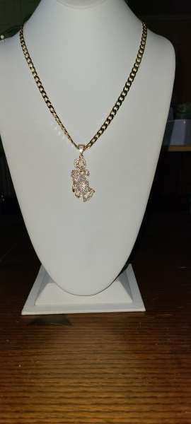 14K hands w/ flower chain set 