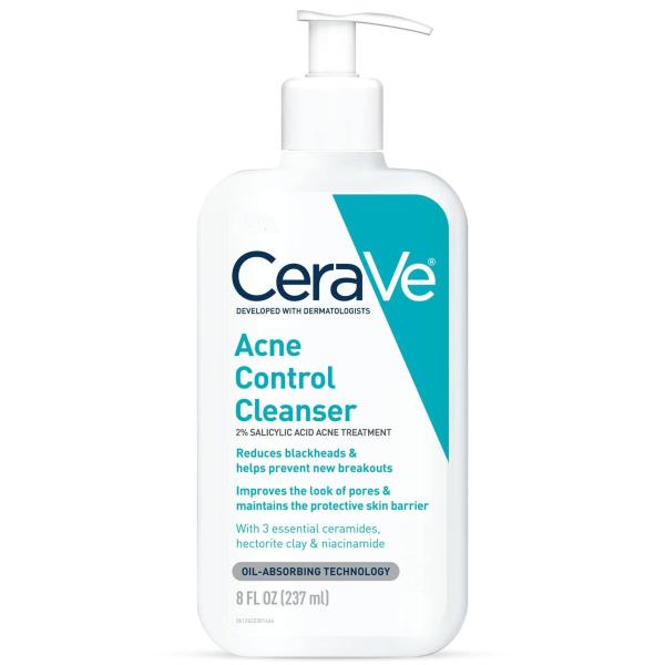 CeraVe Acne Face Cleanser with 2% Salicylic Acid and Purifying Clay for Oily Skin 