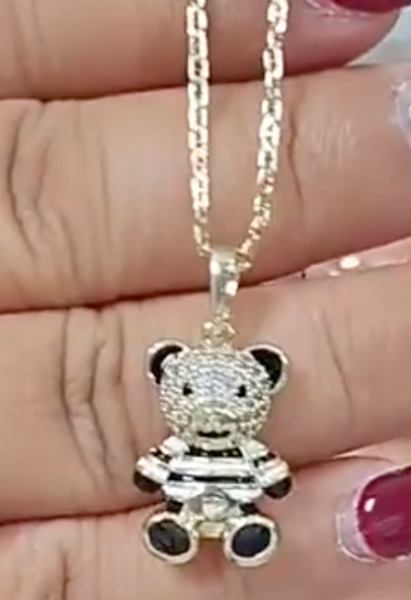 14K Teddy bear  chain set - 18in chain 