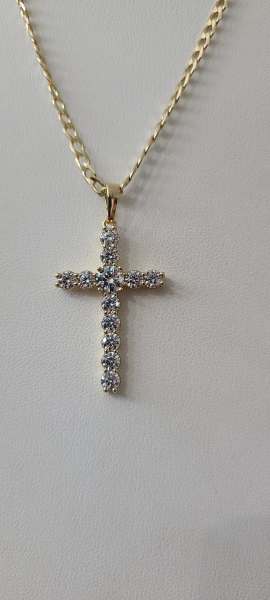 14K glam cross  pendent with 22in chain 