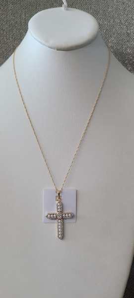 18K Pearl cross pendent 