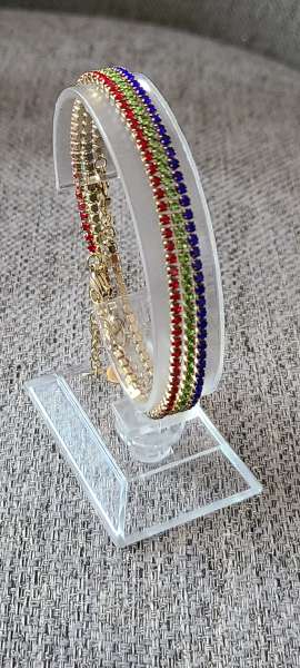 14K rhinestones bracelet (GRN,RED,BLUE)