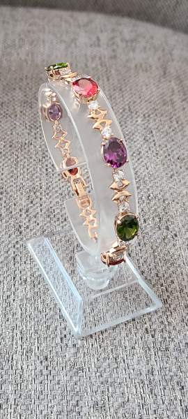 18K multi color infinity bracelet - Swarovski crystals