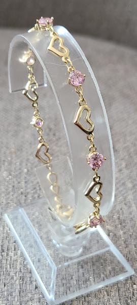 14K pink heart bracelet