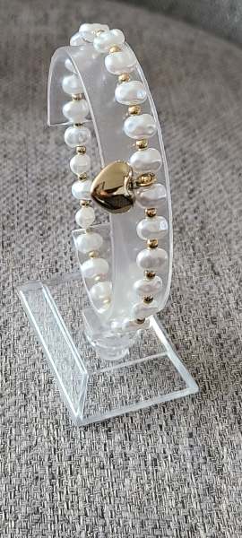 TTM 14K - pearl heart bracelet 