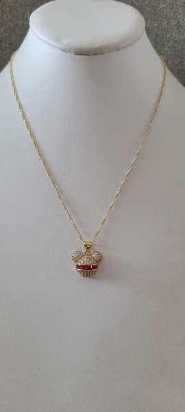 14K pink mickey pendent 