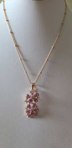 18K Pink flower necklace 