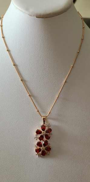 18K Red flower necklace 