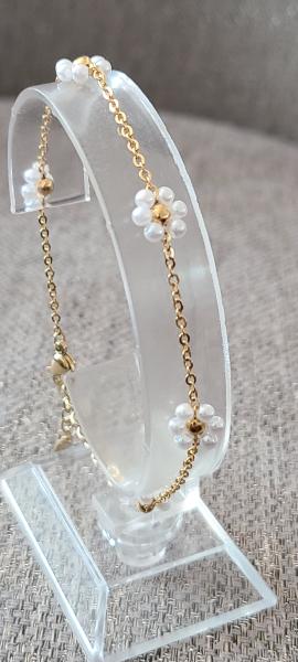 14K TTM pearl flower bracelet 