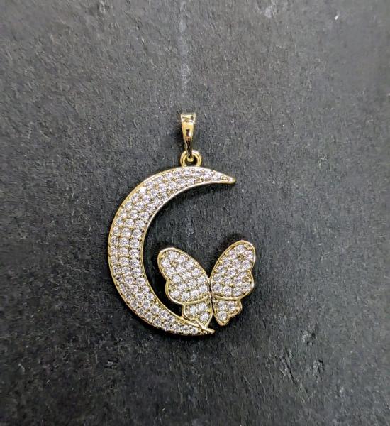 14K moon w/butterfly 