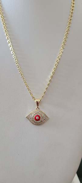 14K Red Evil eye  w/chain 