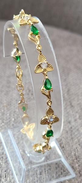 14K Green plant leaf  bracelet 