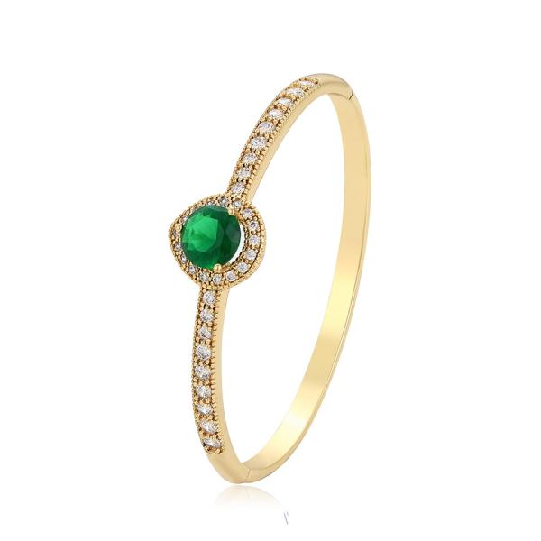 14K green crystal bangle 