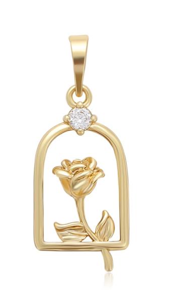 14K Beauty and the beast pendant 