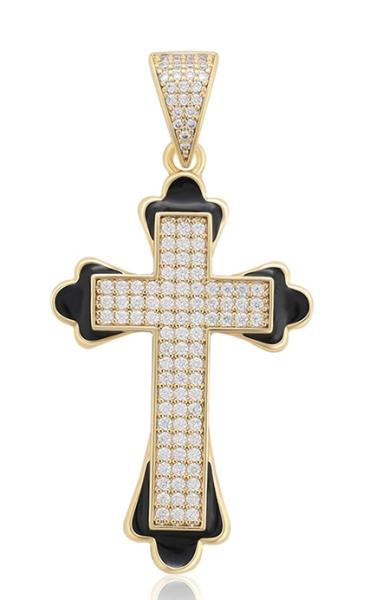 14K glam cross w/blk