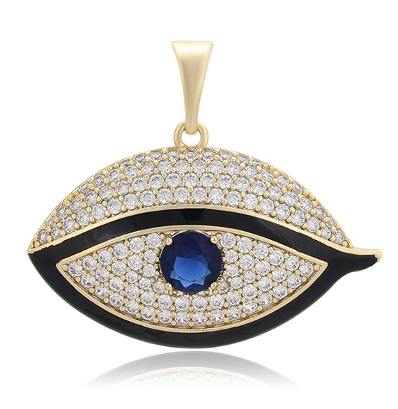 14K navy eye pendant 