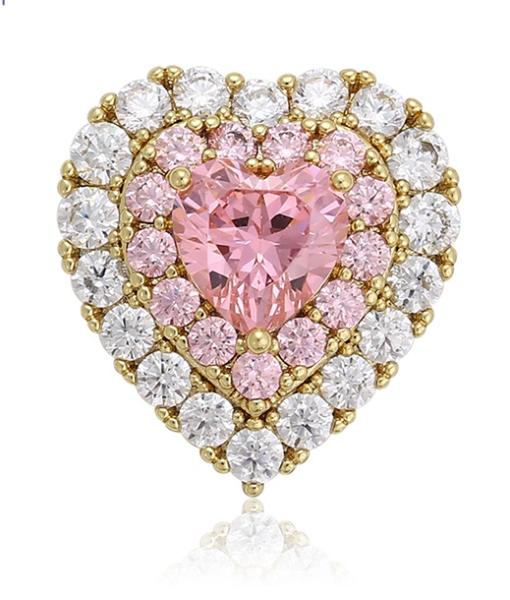 14K pink hearted pendant 