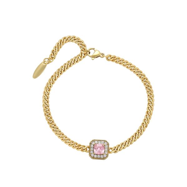 14K single pink stone bracelet 