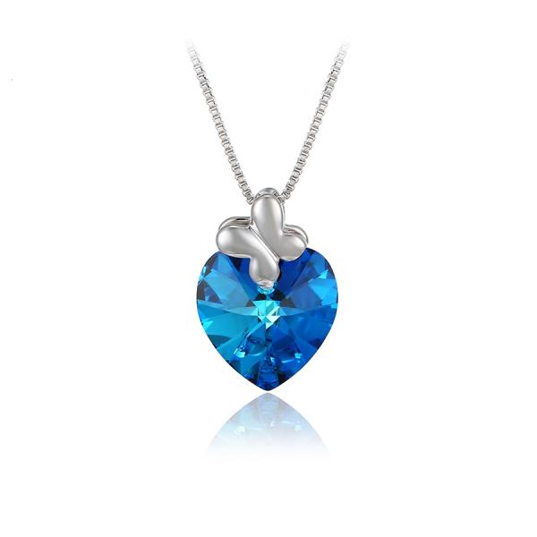 WG Blue heart necklace  -16 inches