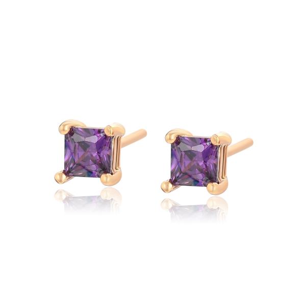 18K violet cube stud earrings 