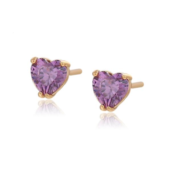 18K violet stud heart