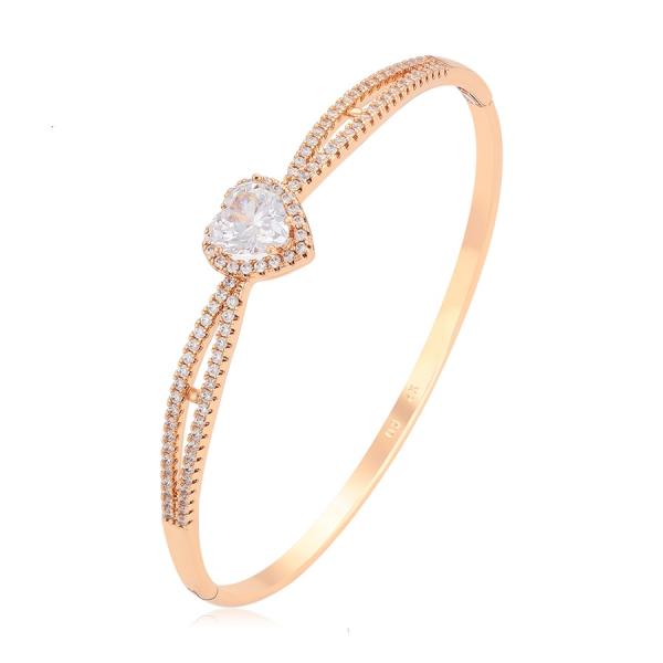 18K white heart bangle 