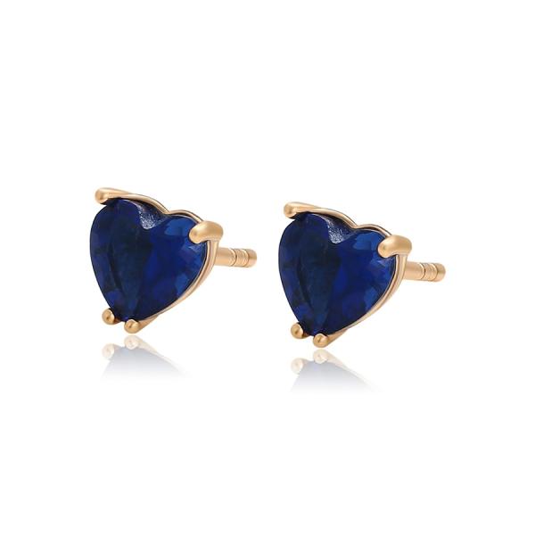 18K Royal blue heart post earring 