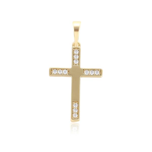 14K corner glam cross pendant 