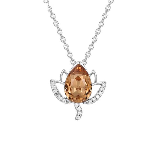 14K Champagne lotus necklace 