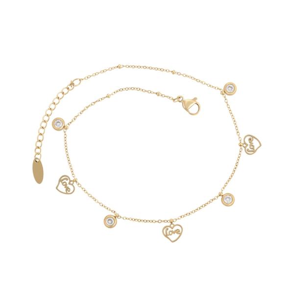 TTM 14K heart anklet 10 inch 