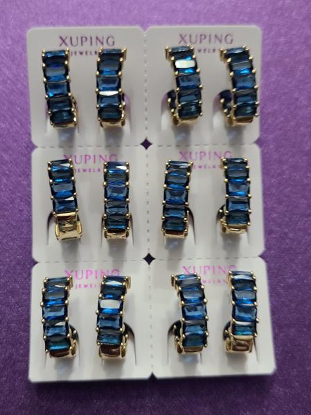 14K Blue hoops 