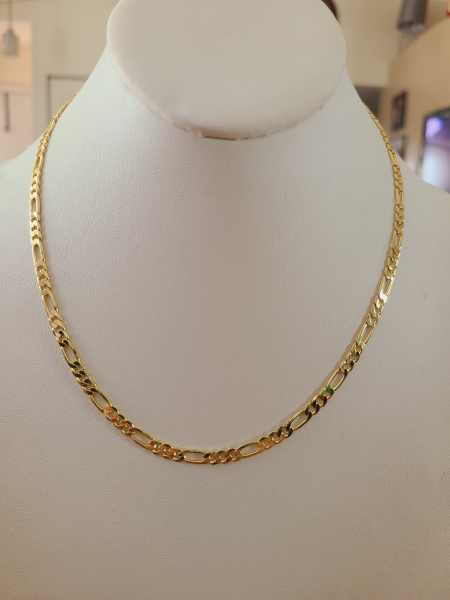 14K figaro, 18 inch chain