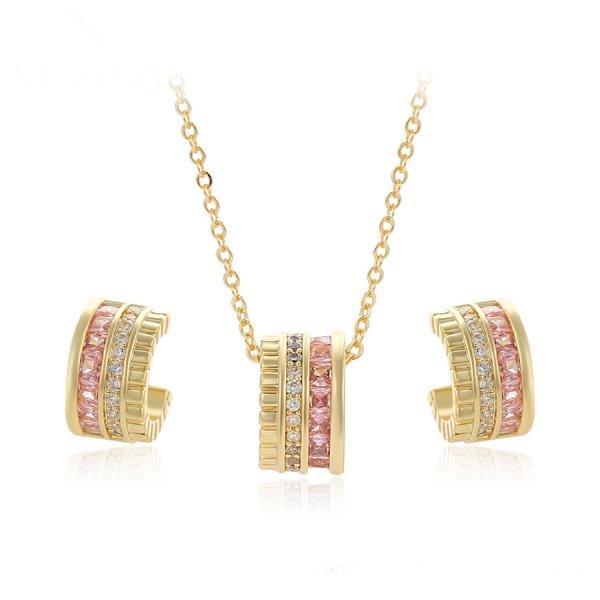 14K pink chain set w/earrings (16-18 inch)