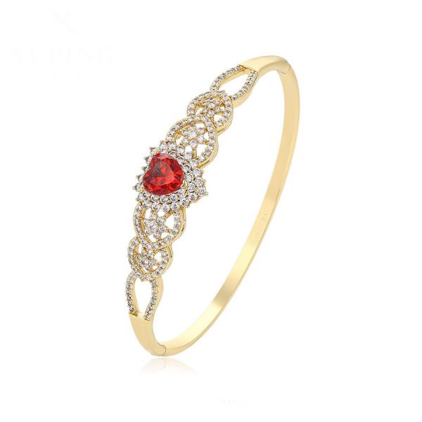 14K red heart bangle