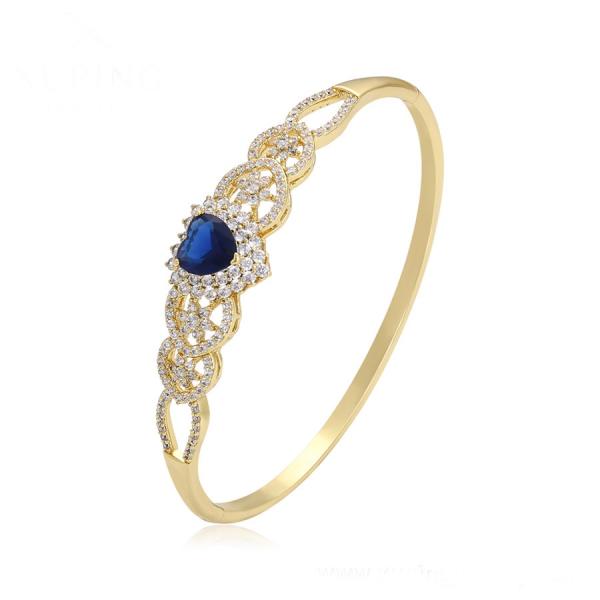 14K Blue heart bangle 