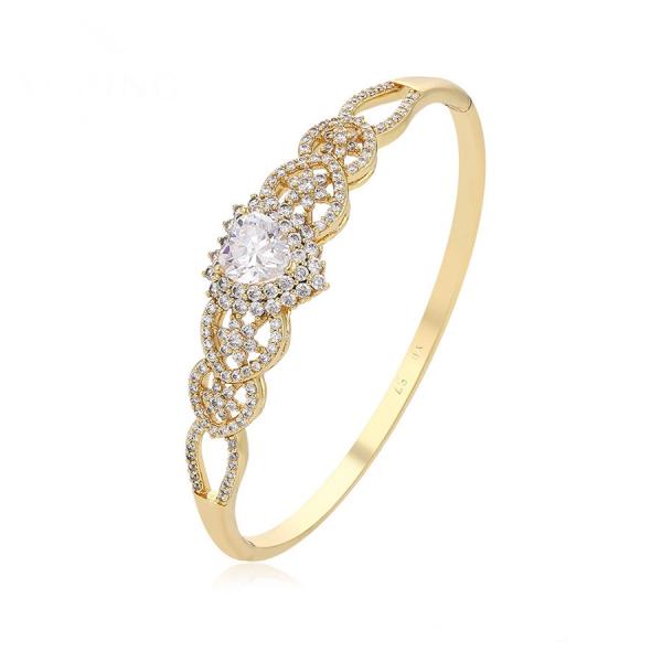 14K white heart bangle