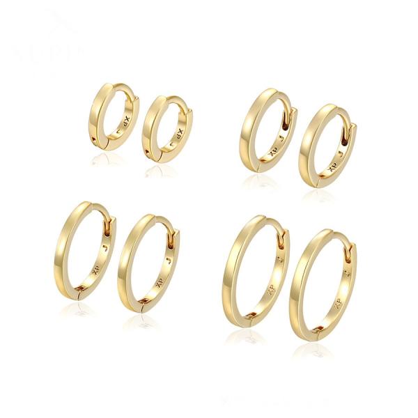 14K  4 pairs hoop set